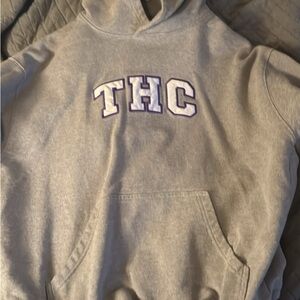 Thick Gray THC Hoodie with Purple Lettering